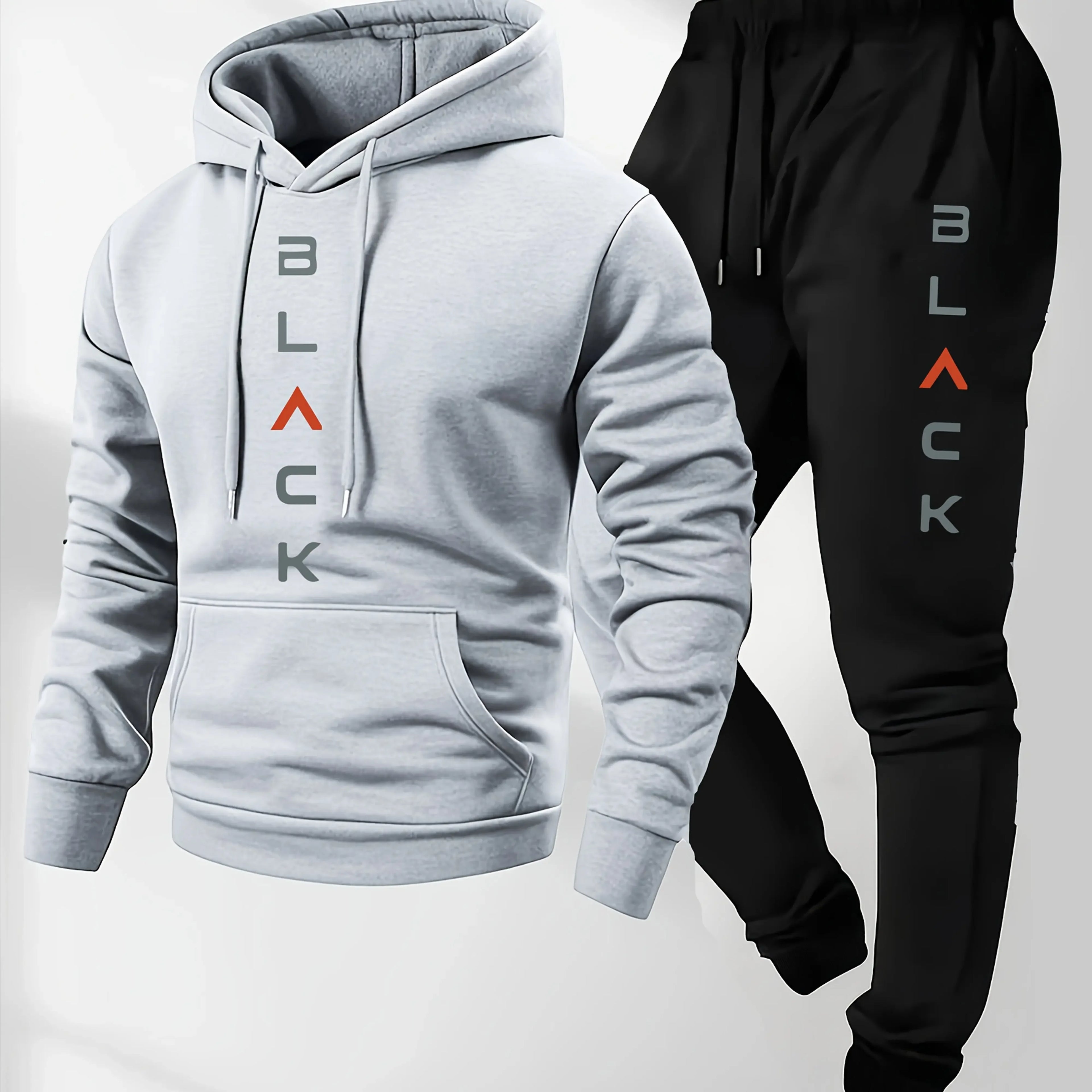 Men's casual and comfortable letter-printed hooded sports outfit a two-piece combination of stylish hooded sports shirt