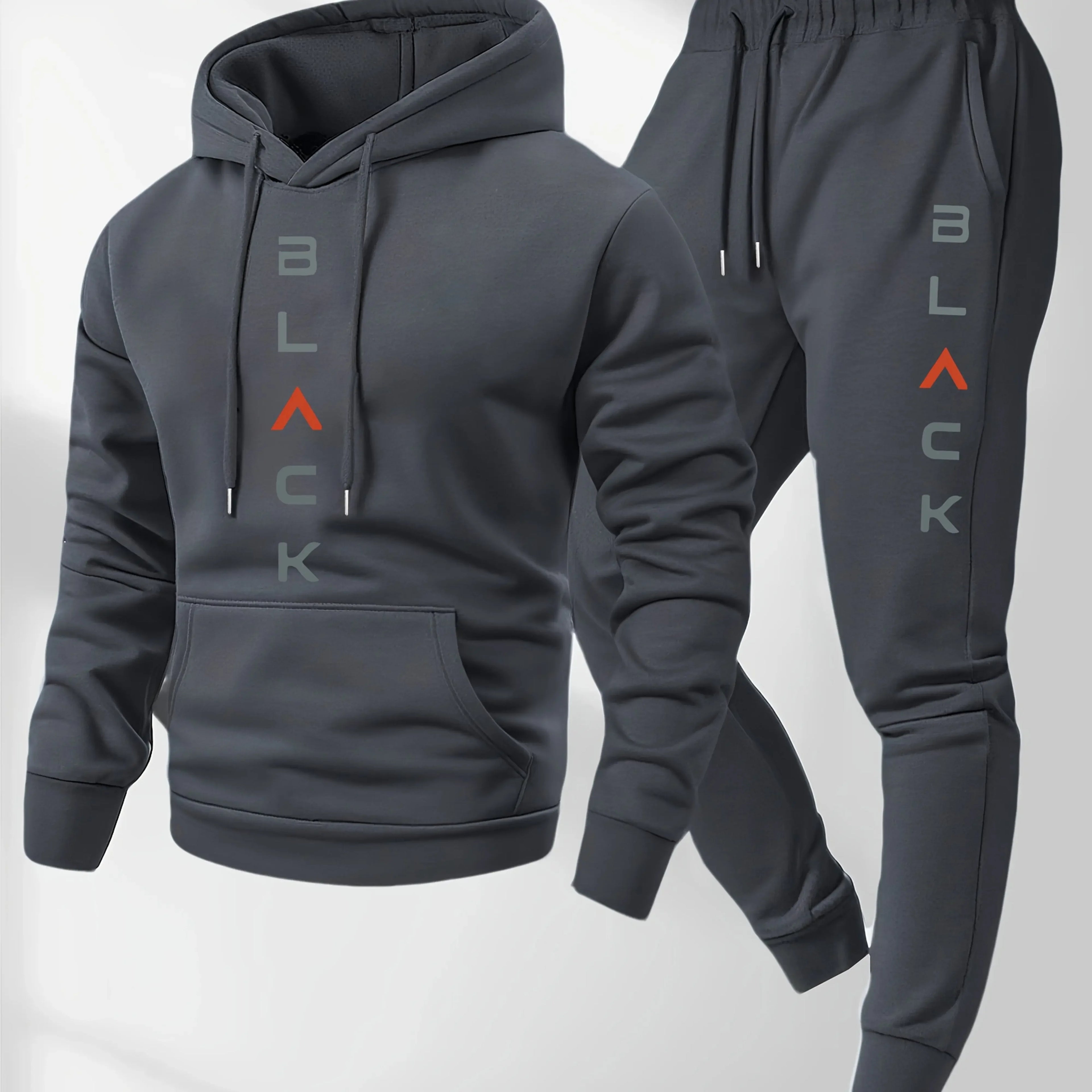 Men's casual and comfortable letter-printed hooded sports outfit a two-piece combination of stylish hooded sports shirt
