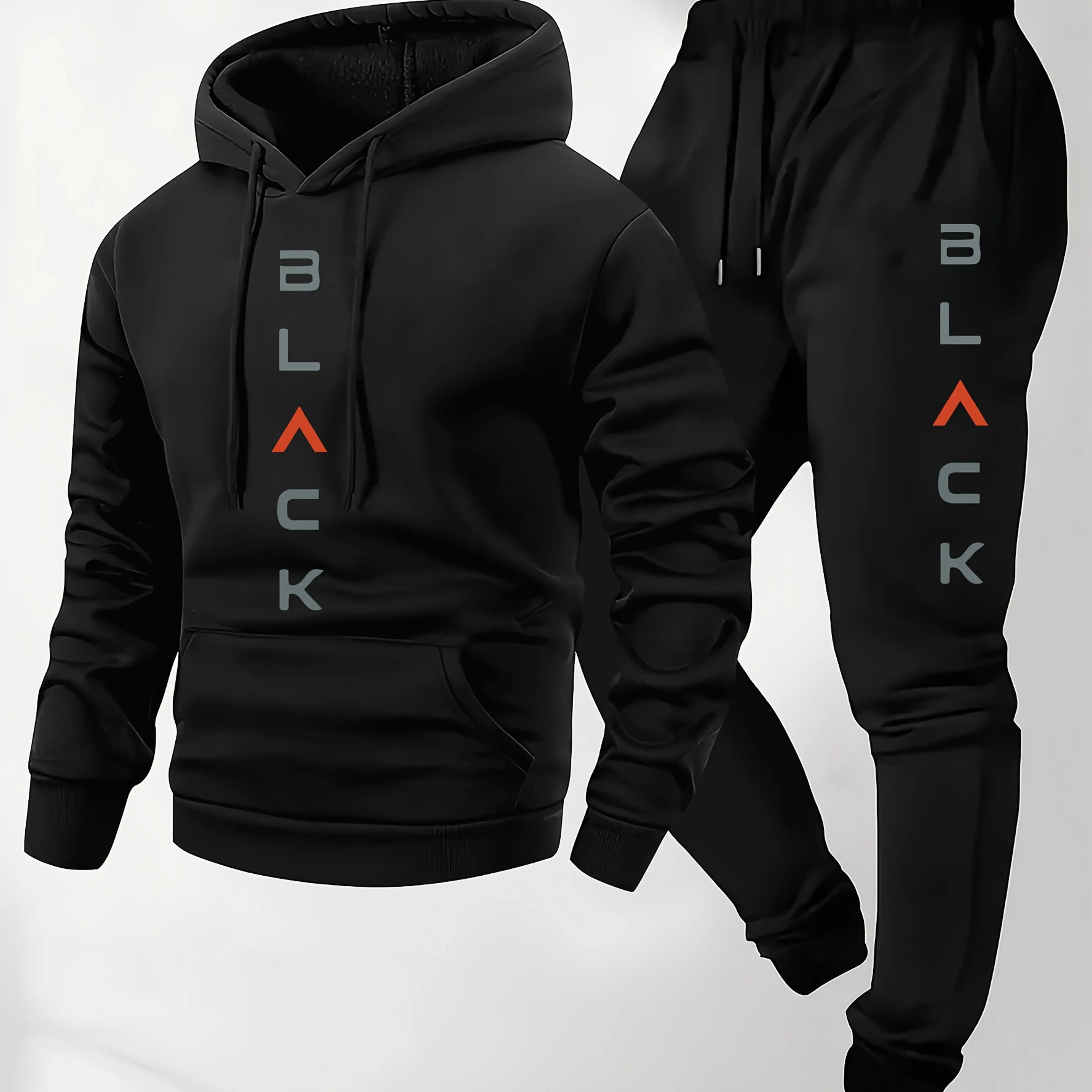 Men's casual and comfortable letter-printed hooded sports outfit a two-piece combination of stylish hooded sports shirt