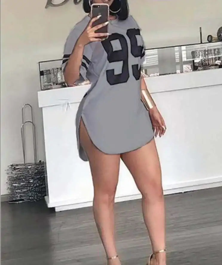 Woman's Tshirts Superior Quality Spring/summer Letters Loose O Neck Short Sleeve Fashion Ladies Tops T Shirt Dress  SJL9