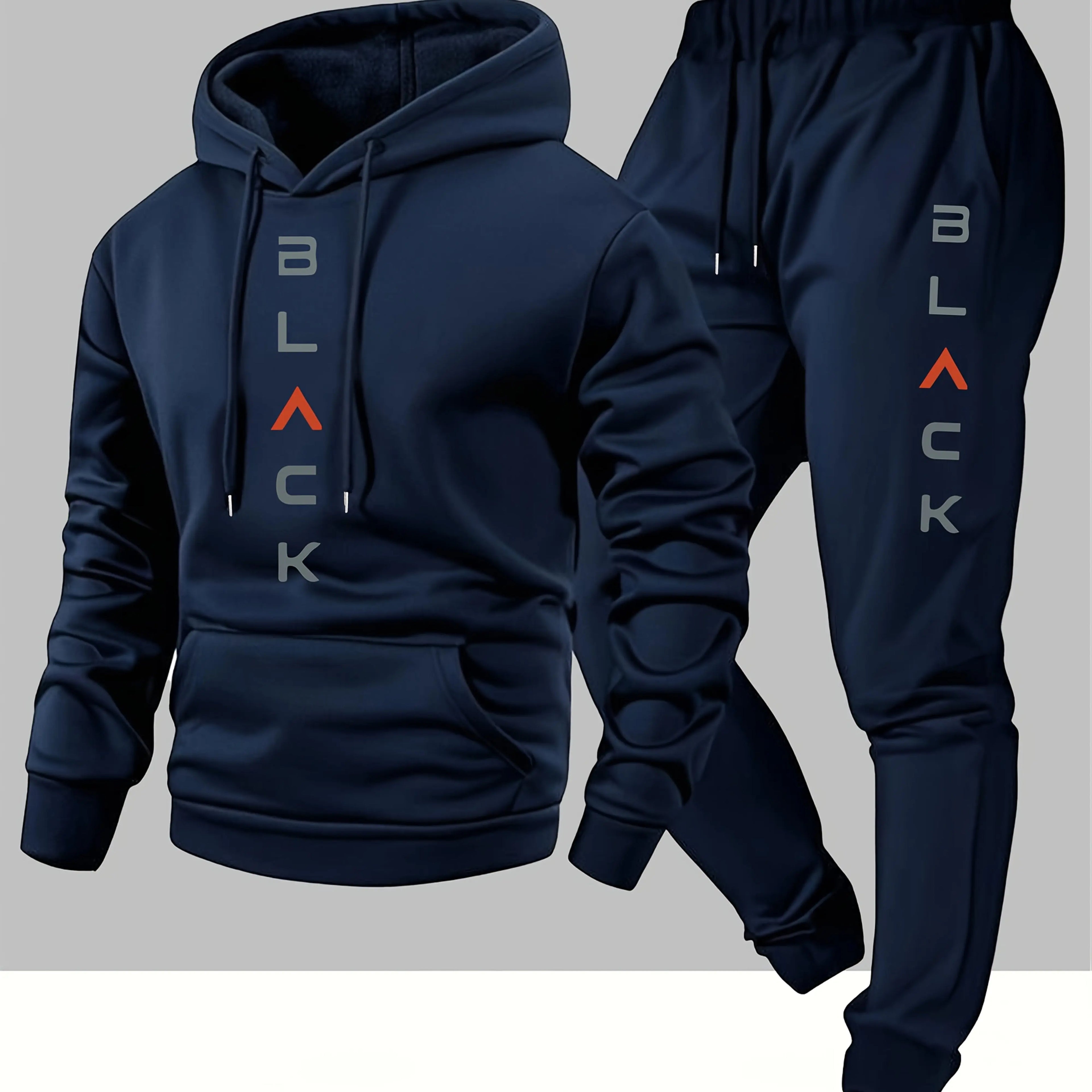 Men's casual and comfortable letter-printed hooded sports outfit a two-piece combination of stylish hooded sports shirt