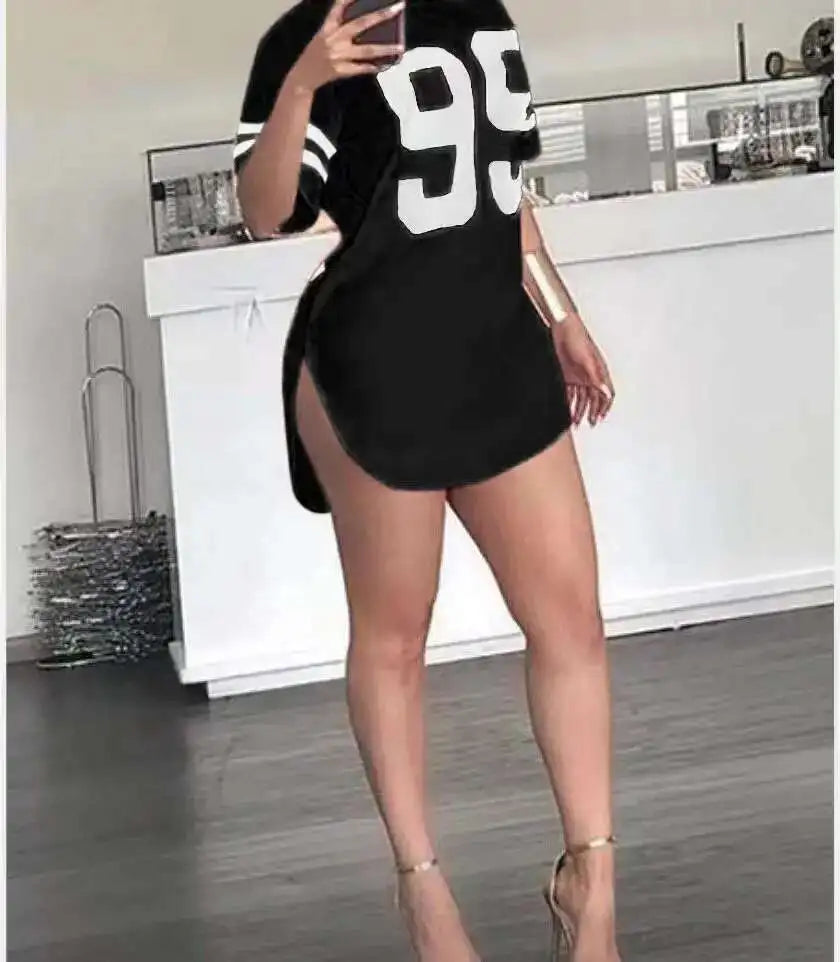 Woman's Tshirts Superior Quality Spring/summer Letters Loose O Neck Short Sleeve Fashion Ladies Tops T Shirt Dress  SJL9