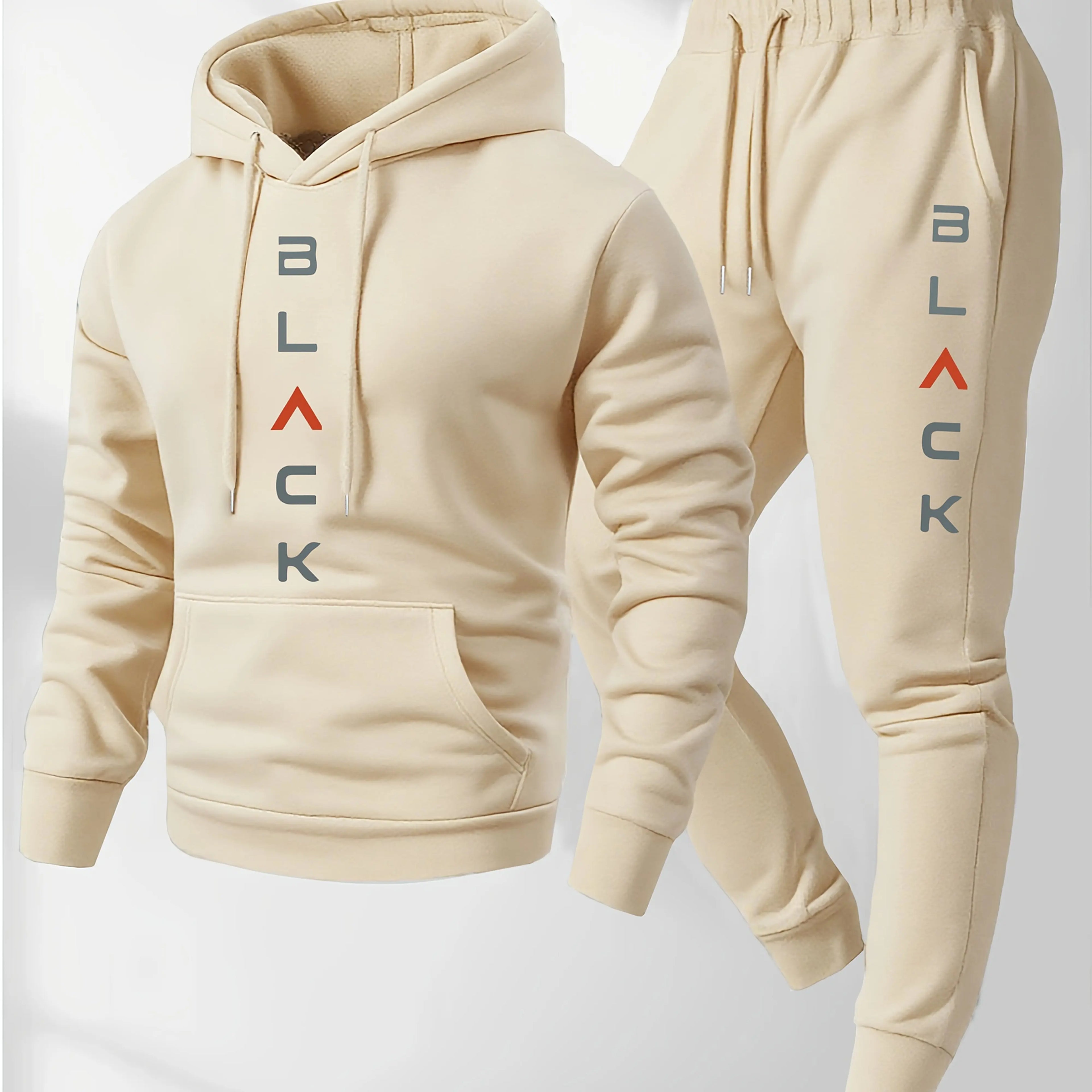 Men's casual and comfortable letter-printed hooded sports outfit a two-piece combination of stylish hooded sports shirt